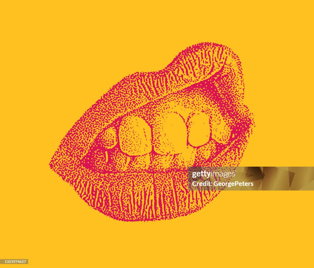 Close up of woman's lips and teeth