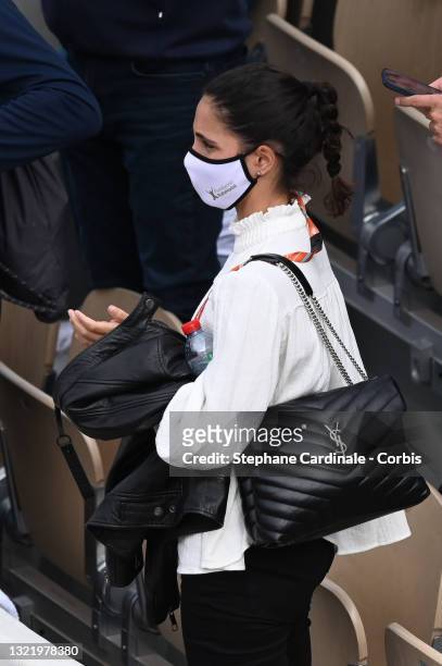 Rafael Nadal wife, Xisca Perello attend the French Open at Roland Garros on June 05, 2021 in Paris, France.