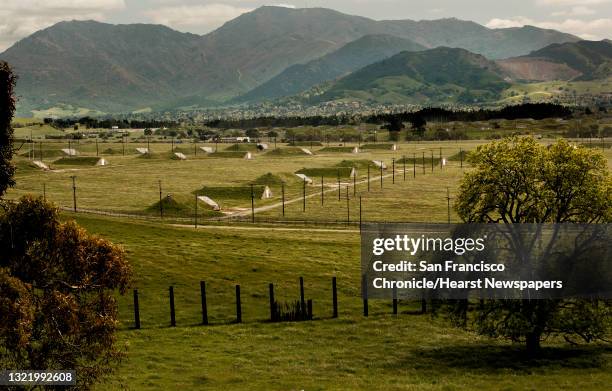 The Southern edge of the Concord Naval Weapons Station, in the shadow of Mt. Diablo, in Concord, Calif. On Friday April 15 it's ammunition bunkers...
