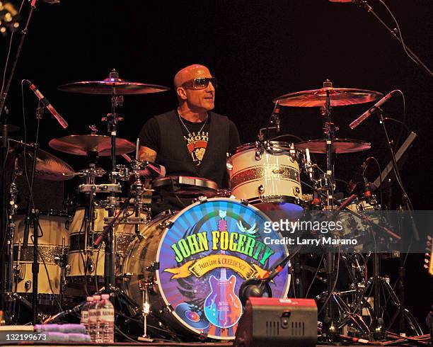Kenny Aronoff of the John Fogerty band performs at Hard Rock Live! in the Seminole Hard Rock Hotel & Casino on November 10, 2011 in Hollywood,...