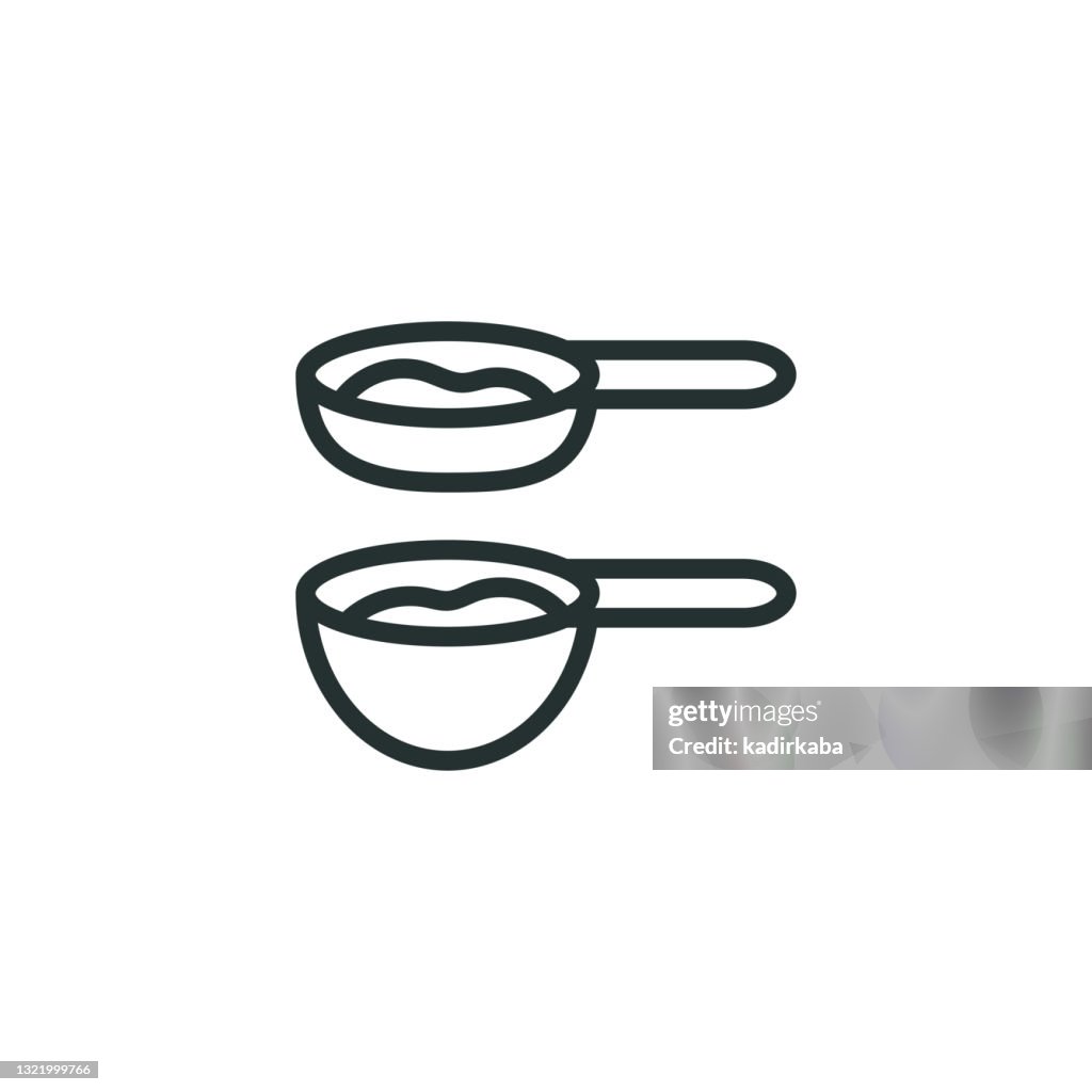 Icono de línea de medición de cucharas
