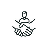 Agreement, Handshake and Join Us Line Icon