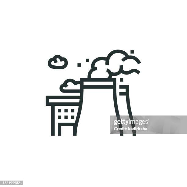 nuclear energy line icon - hydroelectric generator stock illustrations