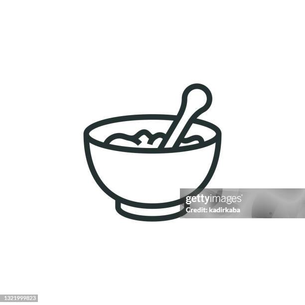 mörtel und pestle line icon - mortar and pestle stock-grafiken, -clipart, -cartoons und -symbole