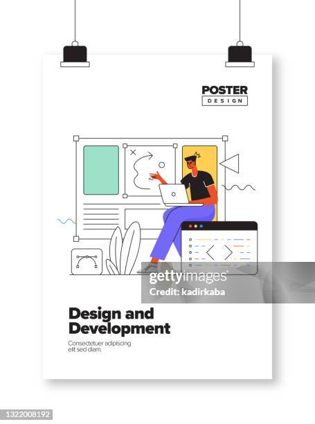 design and development concept for posters, covers and banners - typewriter isolated stock illustrations