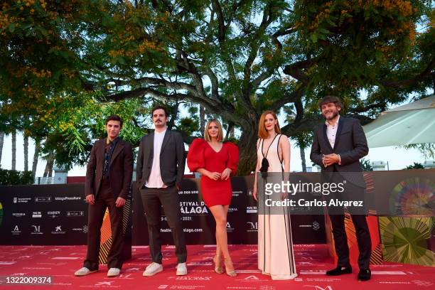 Pol Monem, Martin Cuervo, Andrea Duro, Ana Polvorosa and Salva Reina attend 'Con Quien Viajas' premiere during the 24th Malaga Film Festival at the...