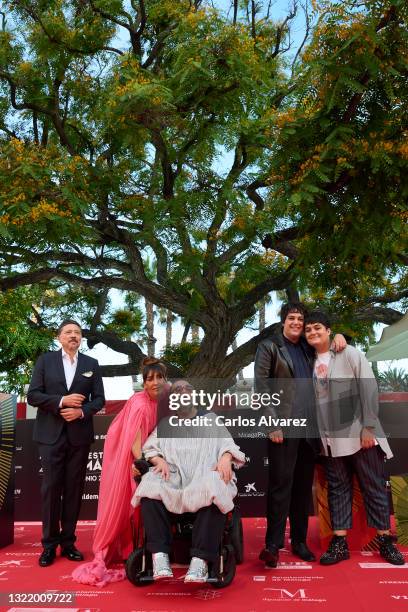 Carlos Bardem, Candela Peña, Bob Pop, Carlos Gonzalez and Gabriel Sanchez attend 'Con Quien Viajas' premiere during the 24th Malaga Film Festival at...