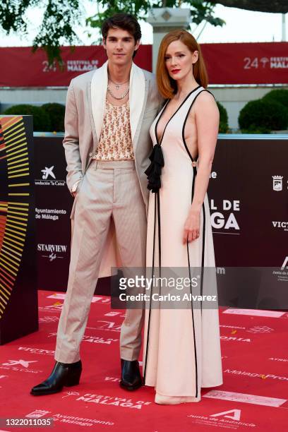 Alvaro Mel and Ana Polvorosa attend 'Con Quien Viajas' premiere during the 24th Malaga Film Festival at the Miramar Ho on June 05, 2021 in Malaga,...