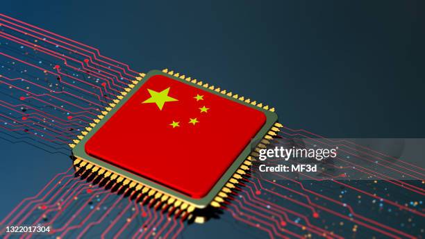 cpu mit chinesischem flaggenkonzept - chinesisch stock-fotos und bilder