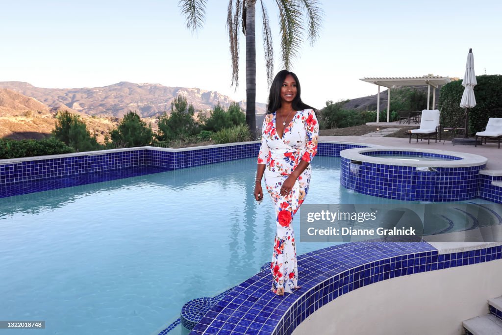 Affluent black woman by pool