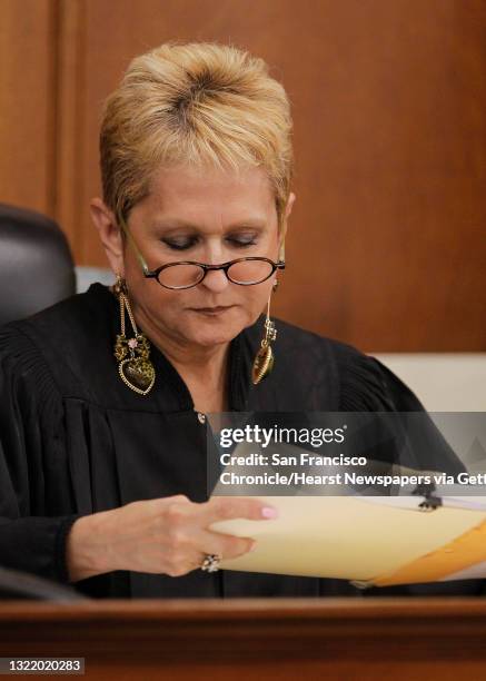 Judge Barbara Zuniga reads over the jury verdicts, at the Contra Costa County Courthouse in Martinez, Calif 18 against defendants Jose Carlos Montano...