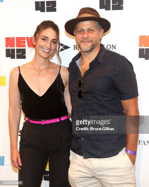 Sara Bareilles and Joe Tippett pose at the Let’s Get This Show on the Street: New 42 Celebrates Arts Education on 42nd Street on June 05, 2021 in...