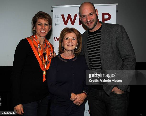 Sharon Waxman, Letty Aronson and Corey Stoll attend the Q&A of TheWrap's Awards Season Screening Series Presents "Midnight In Paris" on November 10,...