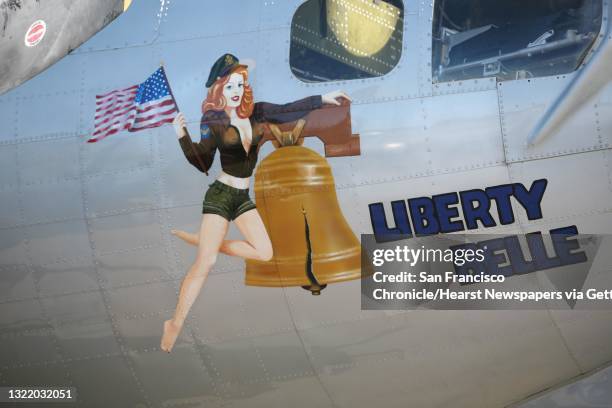 B17_011_ls.jpg The Liberty Belle logo on the side of the B-17. The Liberty Belle, a newly restored WWII B-17 FLYING FORTRESS Bomber on a media flight...