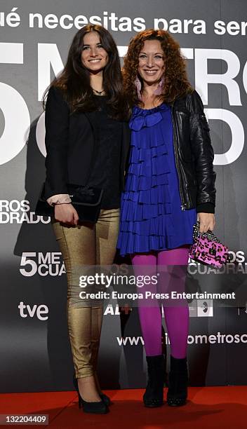 Elena Salgado and Eva Almaya attend 'Cinco Metros Cuadrados' premiere on November 10, 2011 in Madrid, Spain.