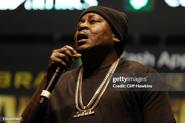 Trick Daddy performs prior to the weigh-in ahead of the June 6 exhibition boxing match between Floyd Mayweather and Logan Paul on June 5, 2021 at...