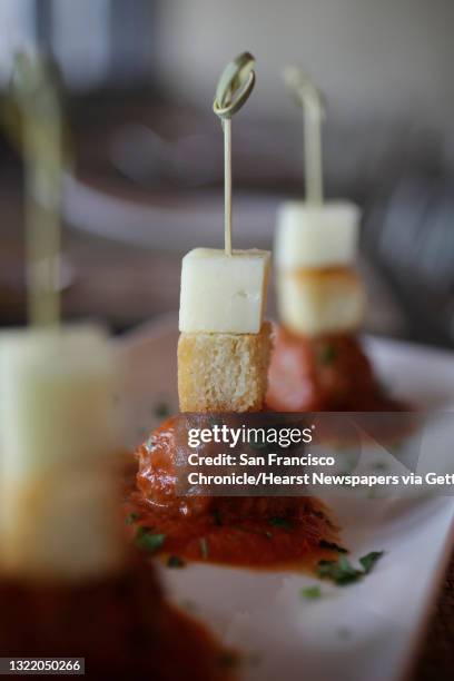 Lamb meatballs are seen at the Calafia Cafe in Palo Alto, Calif. On Monday May 24, 2010.