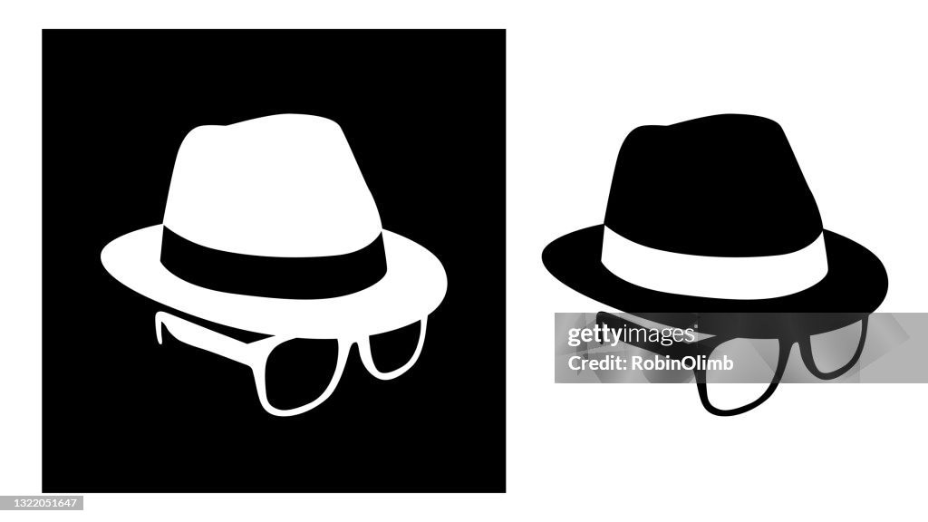 Schwarz weiß Inkognito Hut und Brille