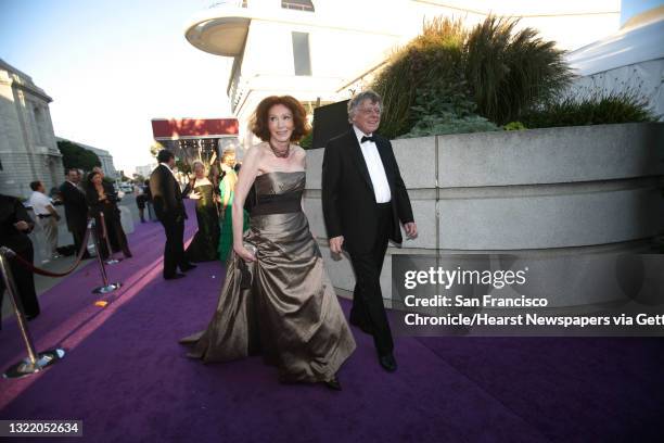 Ann and Gordon Getty walk to the patrons' dinner tent near Davies Symphony Hall at the Symphony gala opening on Wednesday September 3, 2008 in San...