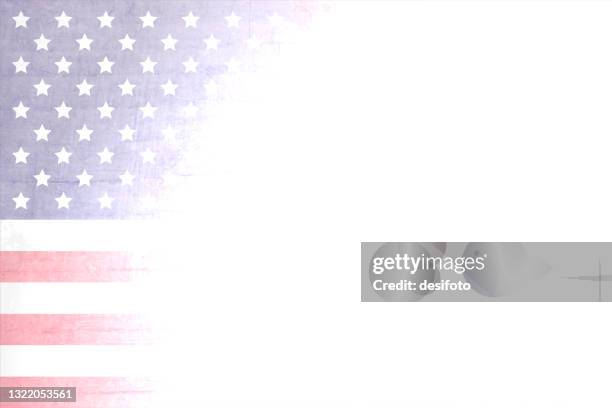 a grunge effect horizontal vector illustration of usa flag faded in white from the right - happy memorial day stock illustrations