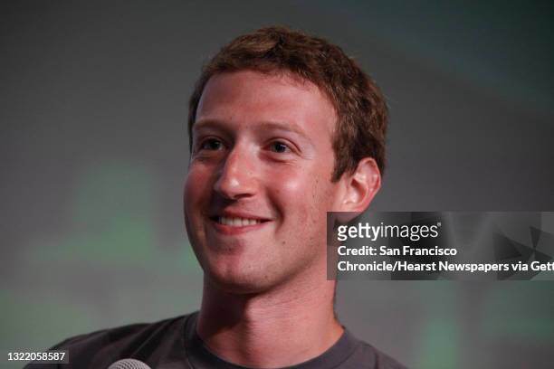 Mark Zuckerberg, founder, chairman and CEO, Facebook talks with Moderator Michael Arrington of TechCrunch during a Fireside Chat at TechCrunch...