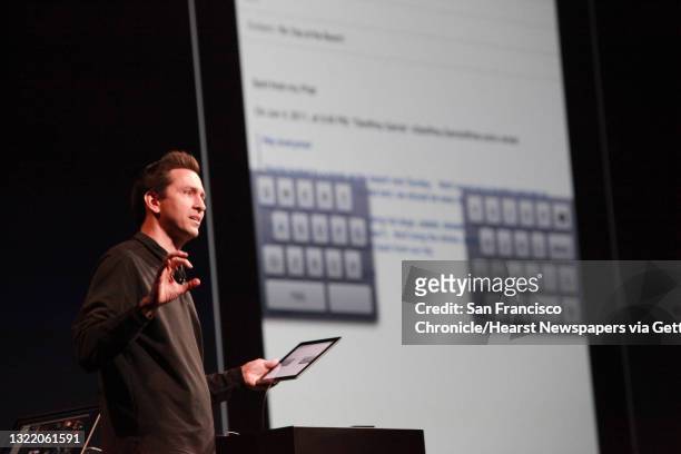 Scott Forstall, Apple's senior vice president of iOS software, speaks at the Apple Worldwide Developers Conference at Moscone West in San Francisco,...