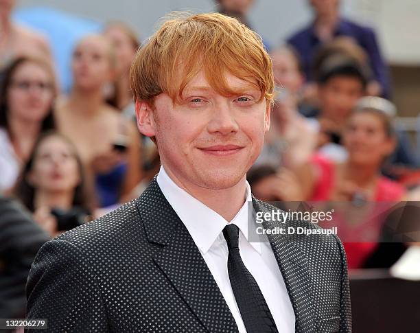 Rupert Grint attends the premiere of "Harry Potter and the Deathly Hallows: Part 2" at Avery Fisher Hall, Lincoln Center on July 11, 2011 in New York...