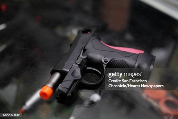 An airsoft gun lays on a counter at Thirty First Outfitters on Friday, October 25, 2013 in Cotati, Calif.