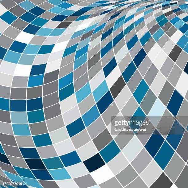 geflieste boden blau mosaik überprüft strukturierte muster hintergrund für design - verzerrt stock-grafiken, -clipart, -cartoons und -symbole