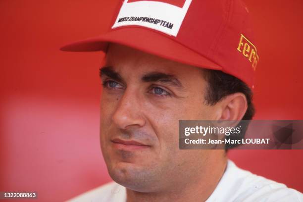 Portrait de Jean Alesi lors du Grand Prix automobile de France, le 2 juillet 1995.