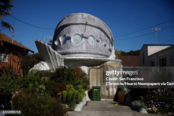 Home whose structure is based on the tardigrade is seen on Matthews Street on Tuesday, March 11 in Berkeley, Calif.