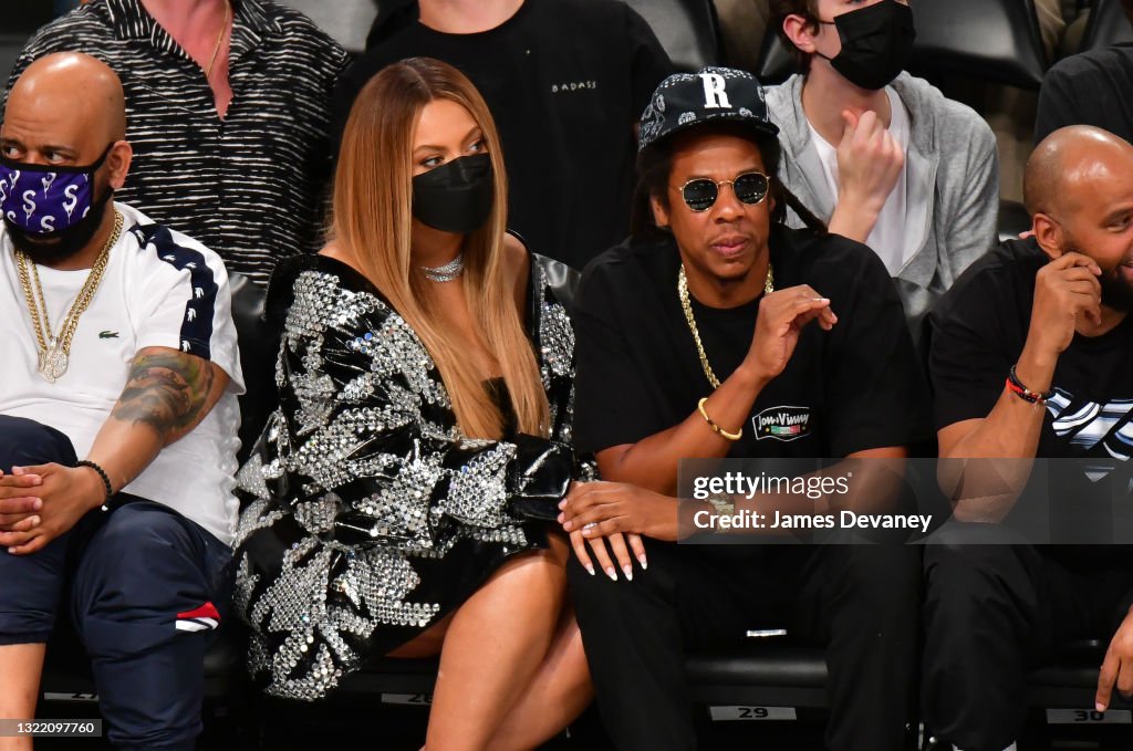 Celebrities Attend Brooklyn Nets v Milwaukee Bucks Game