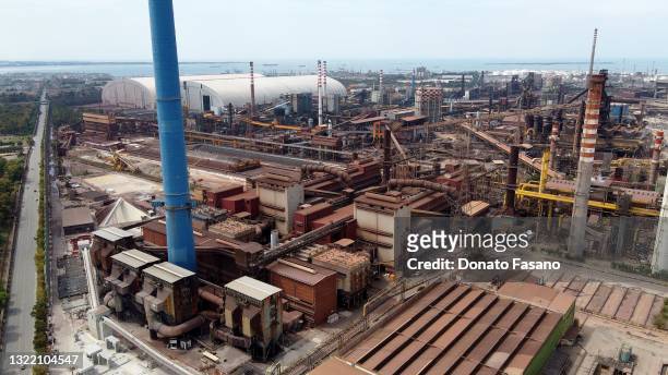 Views of the Ilva steel plant on June 06, 2021 in Taranto, Italy. Ilva has been, for almost the entire 20th century, Italy's largest steel producer...
