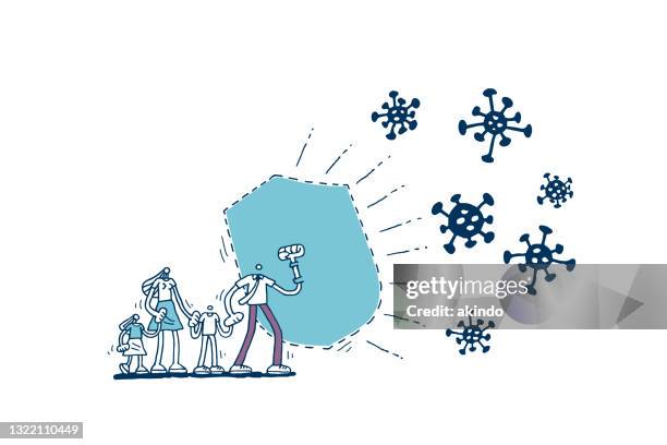 virus prevention concept - over protected child stock illustrations