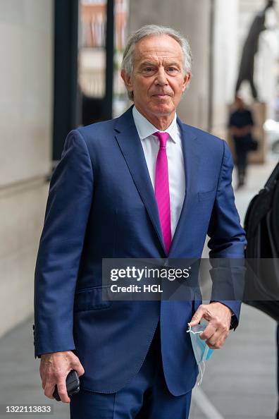 Former Prime Minister Tony Blair seen outside BBC Broadcasting House
