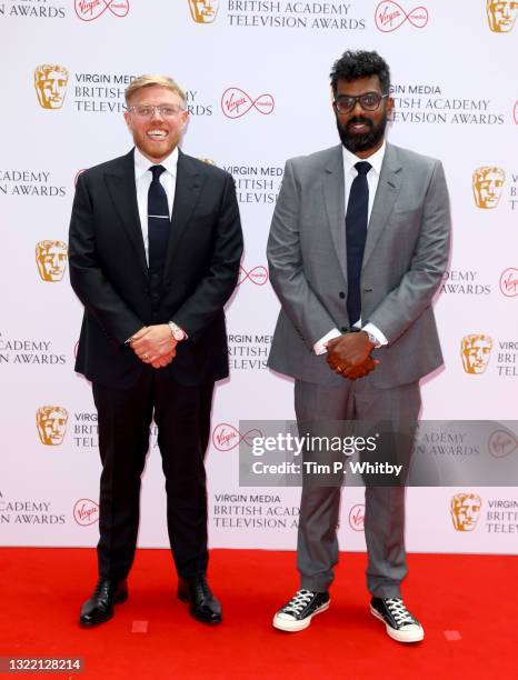 Rob Beckett and Romesh Ranganathan attend the Virgin Media British Academy Television Awards 2021 at Television Centre on June 06, 2021 in London,...