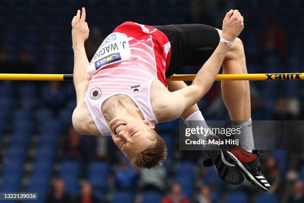 Jonas Wagner of Dresdner SC 1898 competes in the Men's High Jump Final of the German Athletics Championships 2021 at Eintracht Stadion on June 06,...