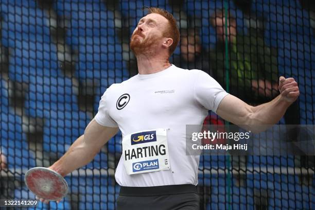 Christoph Harting of SSC Berlin competes in the Men's Discus Final of the German Athletics Championships 2021 at Eintracht Stadion on June 06, 2021...