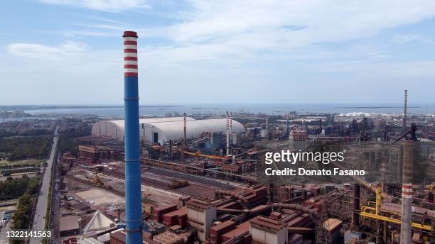 Views of the plant on June 06, 2021 in Taranto, Italy. Ilva has been, for almost the entire 20th century, Italy's largest steel producer and one...