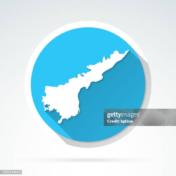andhra pradesh map icon - flat design with long shadow - andhra pradesh stock illustrations
