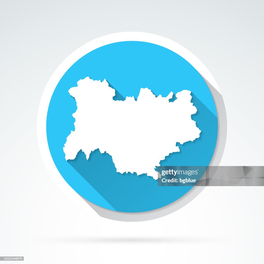 Auvergne Rhone Alpes map icon - Flat Design with Long Shadow