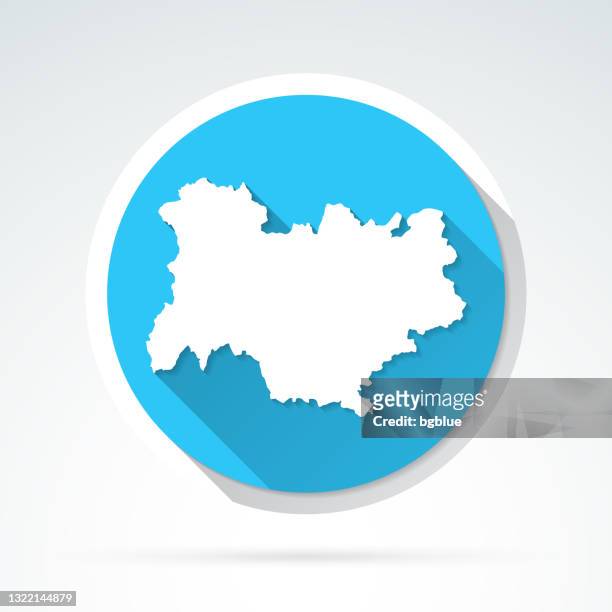 auvergne rhone alpes map icon - flat design with long shadow - rhone stock illustrations