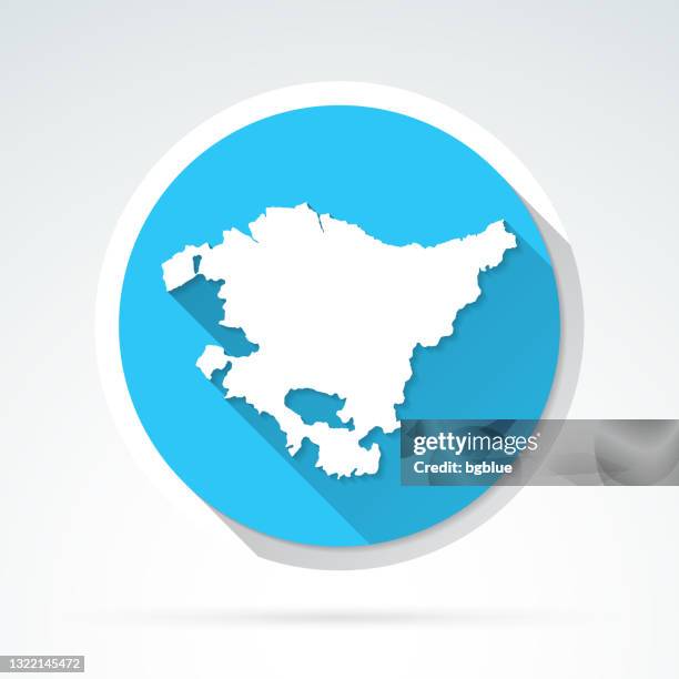 basque country map icon - flat design with long shadow - bilbao stock illustrations