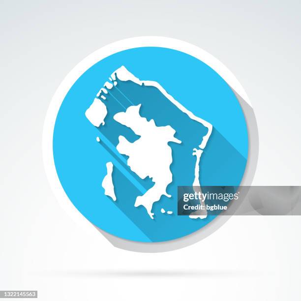 bora bora map icon - flat design with long shadow - bora bora stock illustrations