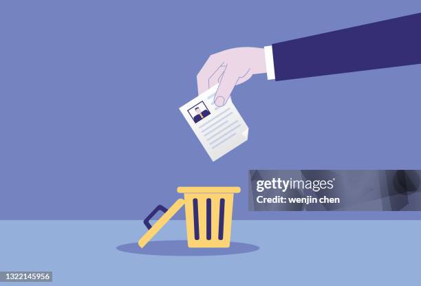 talent application form was thrown into the trash can - throwing paper stock illustrations