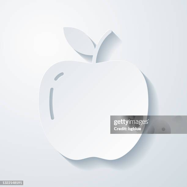 apple. icon with paper cut effect on blank background - apple isolated stock illustrations