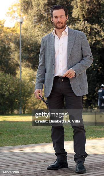 Actor Giorgio Marchesi attends 'Amore Nero' photocall at Villa Borghese on November 11, 2011 in Rome, Italy.