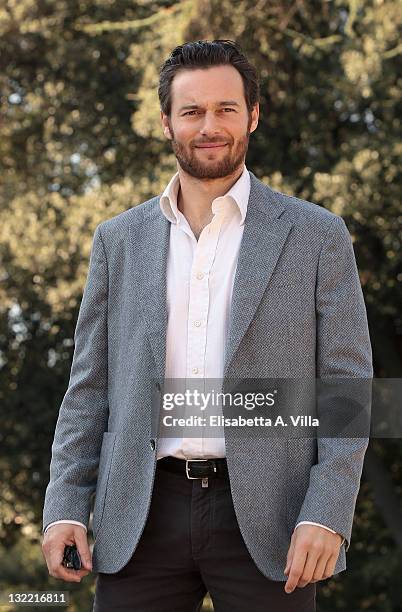 Actor Giorgio Marchesi attends 'Amore Nero' photocall at Villa Borghese on November 11, 2011 in Rome, Italy.