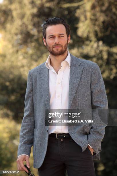 Actor Giorgio Marchesi attends 'Amore Nero' photocall at Villa Borghese on November 11, 2011 in Rome, Italy.