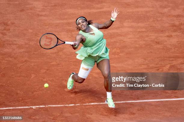 June 6. Serena Williams of the United States in action against Elena Rybakina of Kazakhstan on Court Philippe-Chatrier during the fourth round of the...
